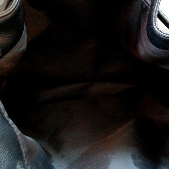 Victoria's Secret Black Faux Leather Bucket Backpack With Fringe - Picture 3 of 8